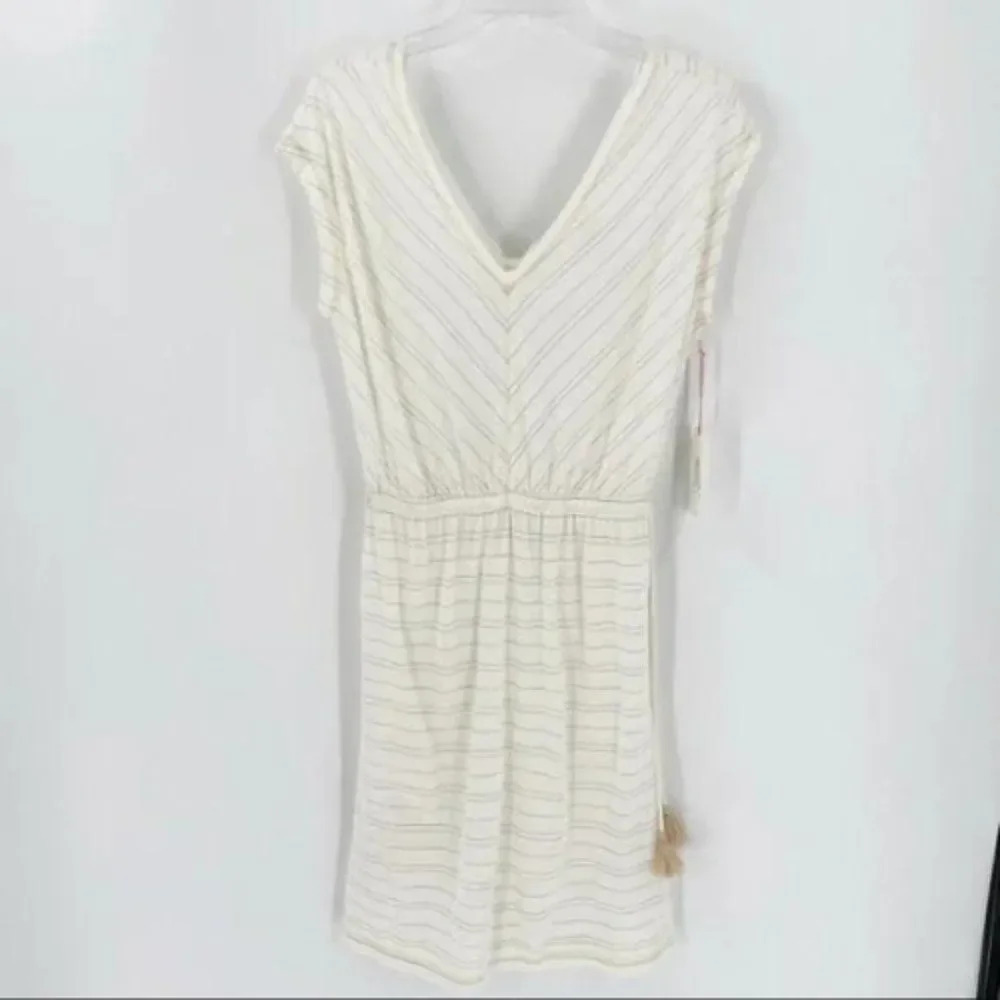 Rachel Ashwell Women's Cream Striped Resortwear Coverup Dress Size Small